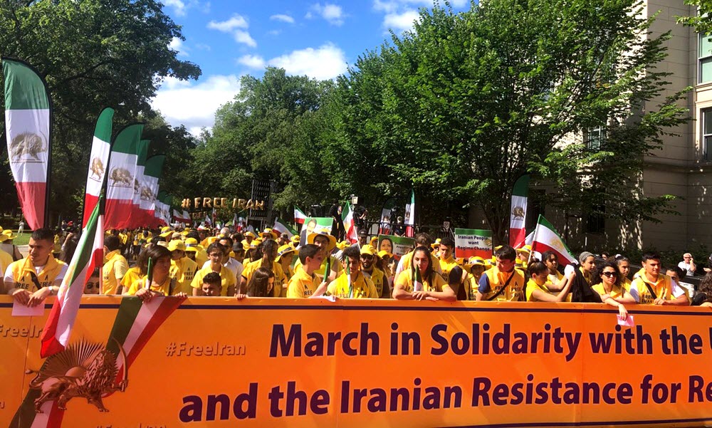 Solidaritetsmarsch i Washington DC för regimskifte i Iran, 21 juni