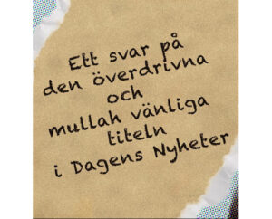 Ett svar på den överdrivna och mullavänliga titeln ”Förhöjd säkerhet när film om Mujahedins svenska barn visas i Stockholm”. Dagens Nyheter den femte mars.