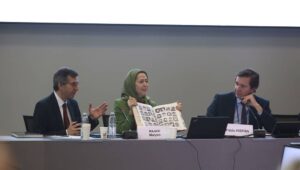 Maryam Rajavi talar vid EPP:s gruppmöte i Europarådet, den andra oktober, Strasbourg.