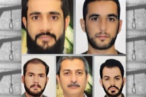 Den iranska regimen avrättade Farhad Shakeri, Abdolhakim Gorgij, Abdolrahman Gorgij, Taj Mohammad Khormali, och Malek Ali Fadaei genom hängning i den 8 april 2025 efter tio år i Vakilabad-fängelset i staden.